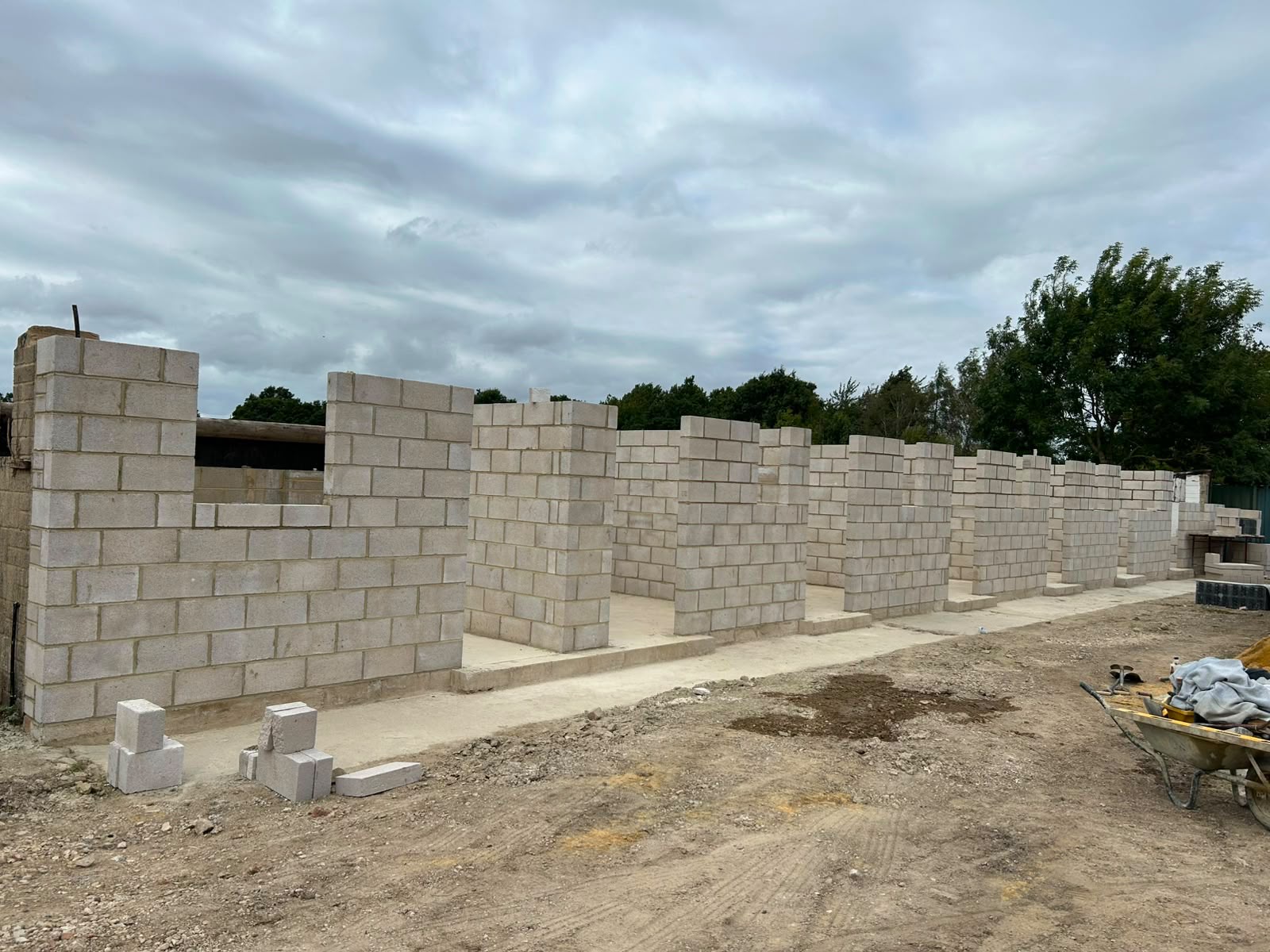 Block walls partially built on a live site by DR Smith Building.